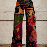 Maya Women’s Pants – Boho Wide Leg Trousers with Artistic Print