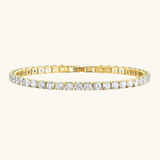 Gold Plated Tennis Bracelet with Round Crystal Stones