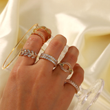 Gold Plated Crystal Ring – Adjustable Double Row Design