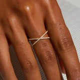 Gold Plated X-Ring with Crystals – Elegant Infinity Design