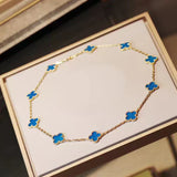 CLOVER - Blue Necklace with 10 Unique Motifs