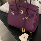Structured Leather Handbag with Gold Hardware – Women’s Top Handle Bag
