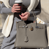 Structured Leather Handbag with Gold Hardware – Women’s Top Handle Bag