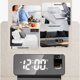 Digital Projection Alarm Clock with LED Display and Dual Alarms