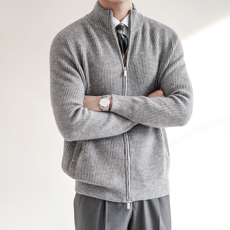 Casper Men’s Ribbed Cardigan – Full-Zip Knitted Sweater