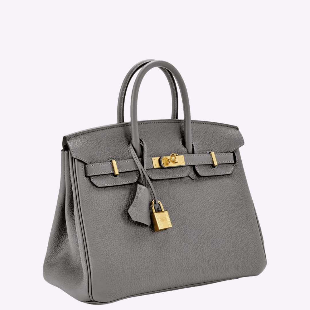 Structured Leather Handbag with Gold Hardware – Women’s Top Handle Bag