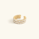 Gold Plated Crystal Ring – Adjustable Double Row Design