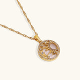 Gold Plated Tree of Life Necklace with Crystal Accents