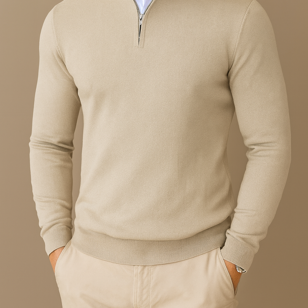 Luca Men’s Zip Up Sweater – Half-Zip Knitted Pullover