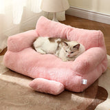 Plush Pet Sofa Bed with Raised Edges – Dog and Cat Couch