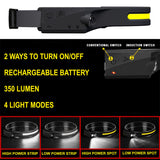 LED Rechargeable Headlamp with 230° Wide Beam & Motion Sensor