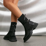 Ella Women’s Ankle Boots – Knit Sock Design with Buckle Straps