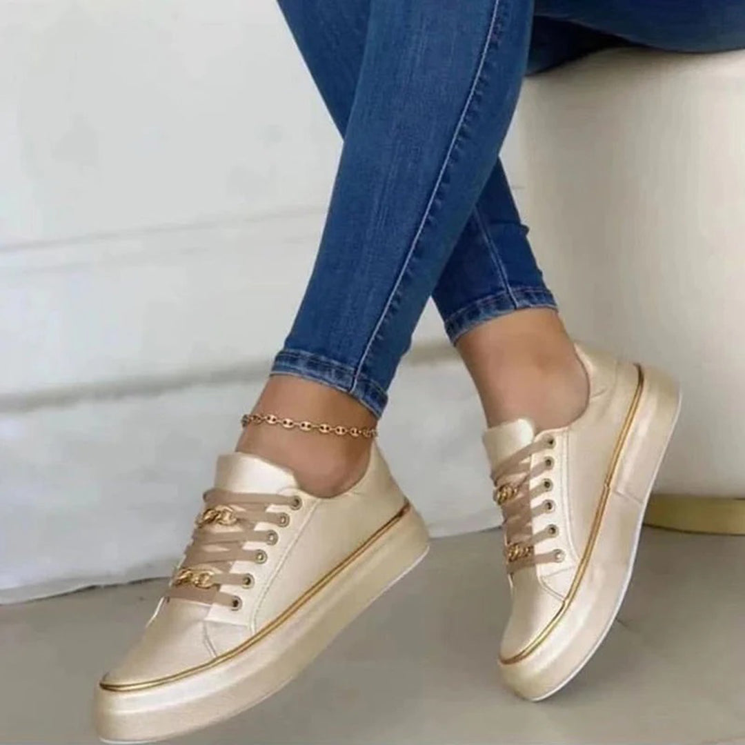 Sofia Women’s Sneakers – Casual Slip-On Trainers With Gold Accent