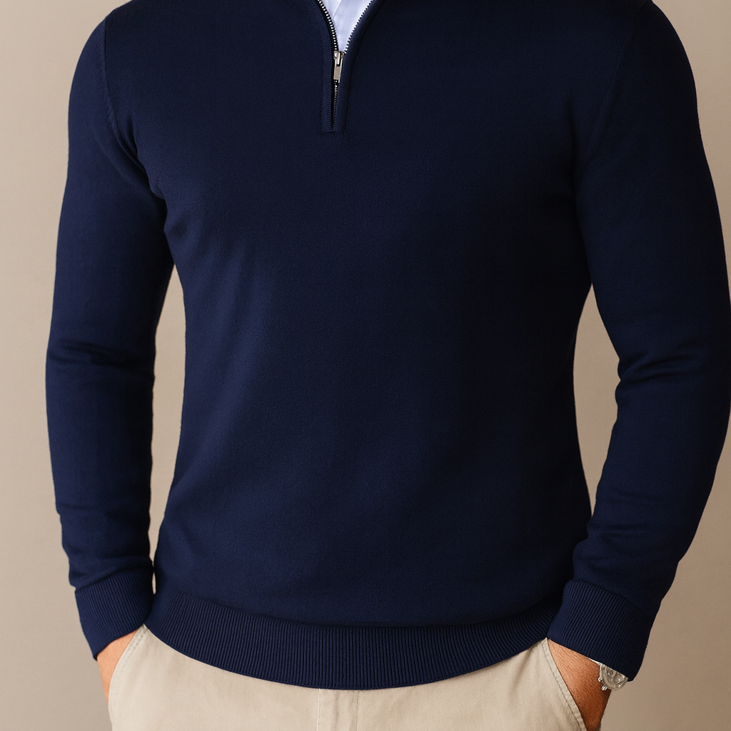 Luca Men’s Zip Up Sweater – Half-Zip Knitted Pullover