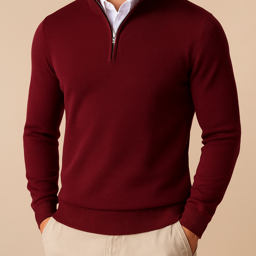 Luca Men’s Zip Up Sweater – Half-Zip Knitted Pullover