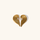 Wing Heart Earrings with Crystal Accent – Gold or Silver