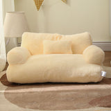 Plush Pet Sofa Bed with Raised Edges – Dog and Cat Couch