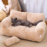 Plush Pet Sofa Bed with Raised Edges – Dog and Cat Couch
