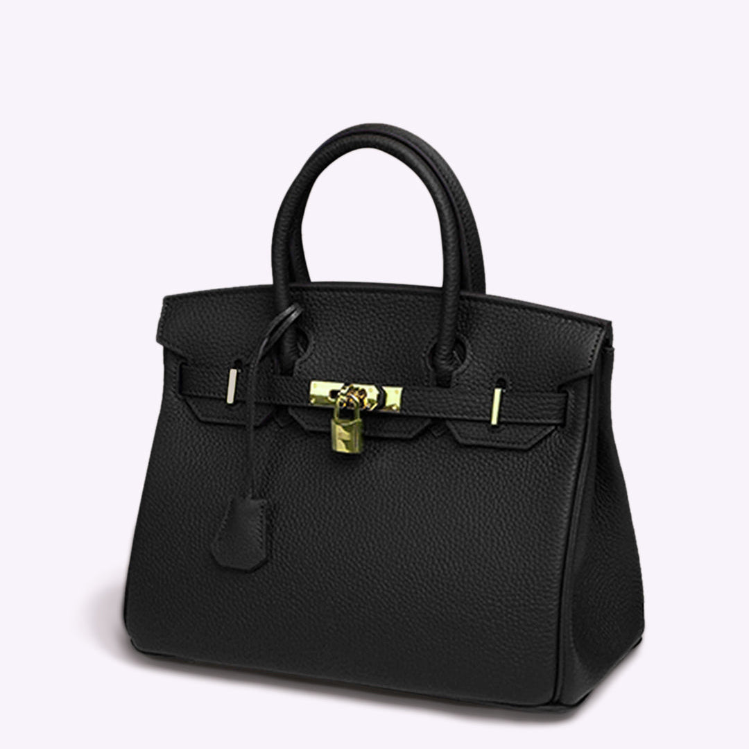 Structured Leather Handbag with Gold Hardware – Women’s Top Handle Bag
