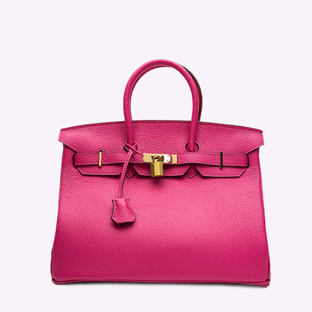 Structured Leather Handbag with Gold Hardware – Women’s Top Handle Bag