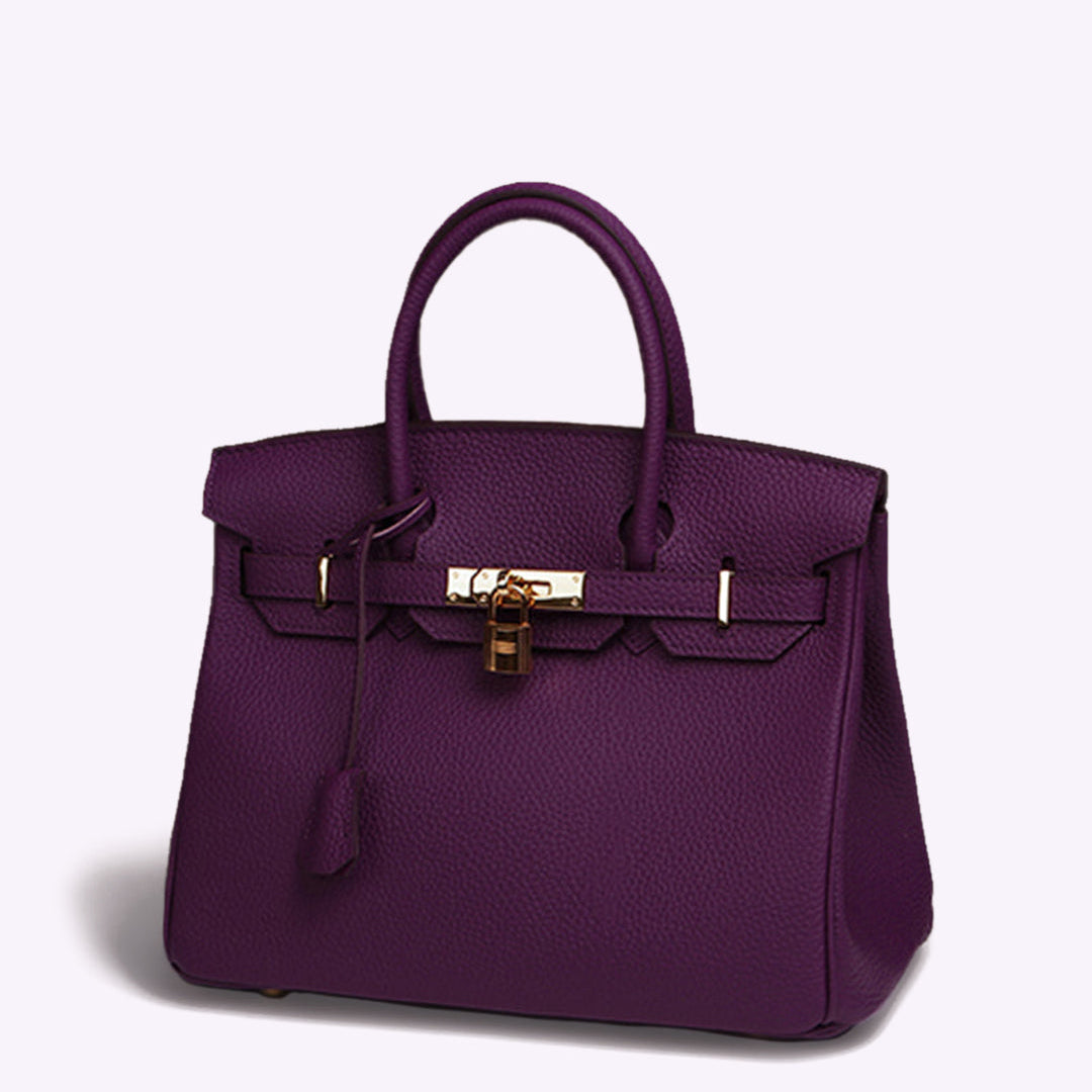 Structured Leather Handbag with Gold Hardware – Women’s Top Handle Bag
