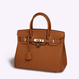 Structured Leather Handbag with Gold Hardware – Women’s Top Handle Bag
