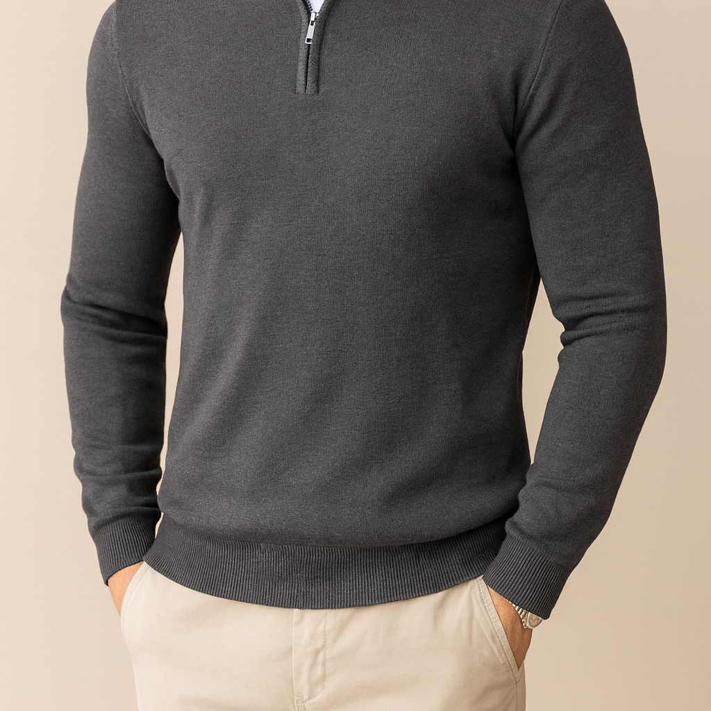 Luca Men’s Zip Up Sweater – Half-Zip Knitted Pullover