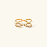 Gold Plated X-Ring with Crystals – Elegant Infinity Design