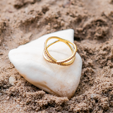 Gold Plated X-Ring with Crystals – Elegant Infinity Design