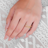 Gold Plated X-Ring with Crystals – Elegant Infinity Design