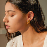 Wing Heart Earrings with Crystal Accent – Gold or Silver