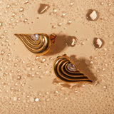 Wing Heart Earrings with Crystal Accent – Gold or Silver