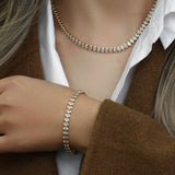 Gold Plated Tennis Necklace with Zircon Stones – Round or Oval