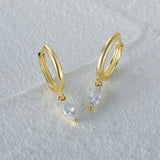 Gold Plated Hoop Earrings with Marquise Crystal Pendant