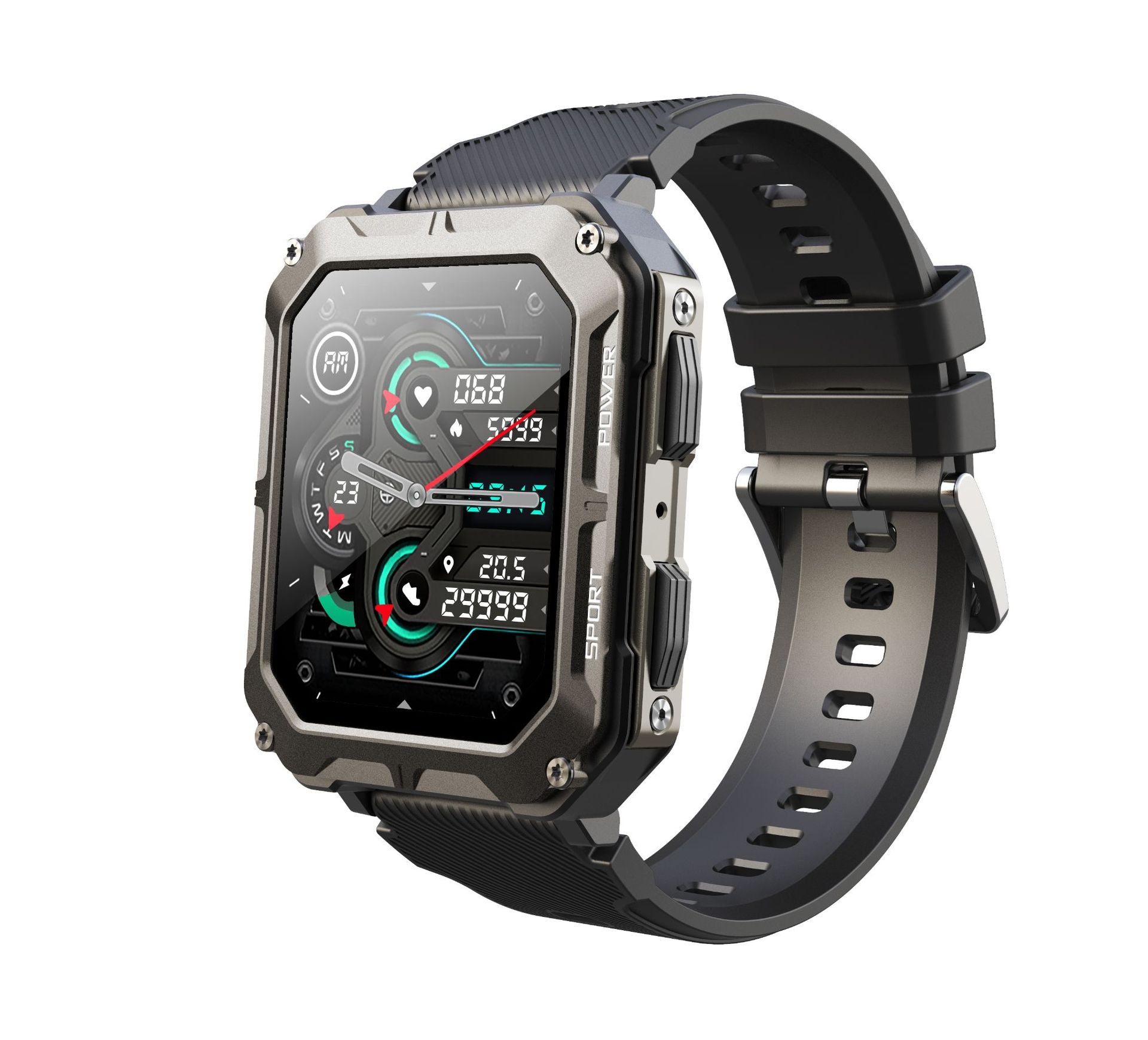 Rugged Smartwatch with Bluetooth Calls, Fitness Tracking and IP69K