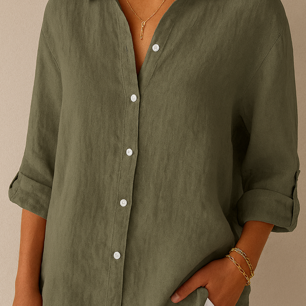 Sima Women’s Button-Up Shirt – Long Sleeve Casual Blouse