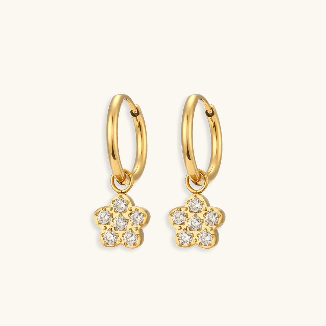 Gold Plated Hoop Earrings with Crystal Pendant – Multiple Designs