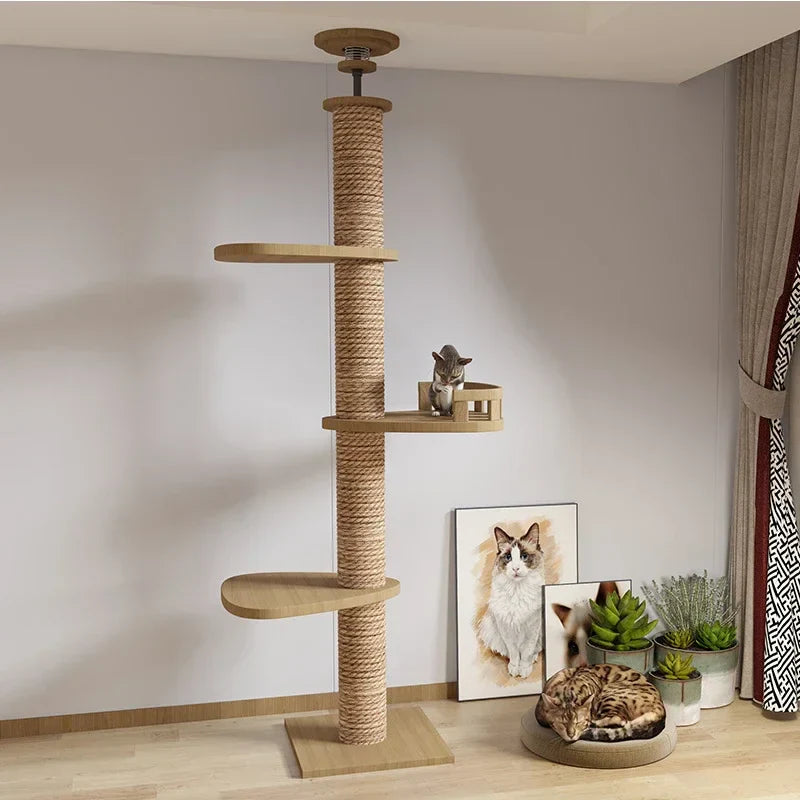 Tall Cat Tree with Scratching Post and Multi-Level Platforms