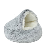 Plush Pet Bed with Hooded Design – Warm Sleeping Nest for Cats and Dogs