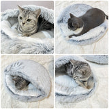 Plush Pet Bed with Hooded Design – Warm Sleeping Nest for Cats and Dogs