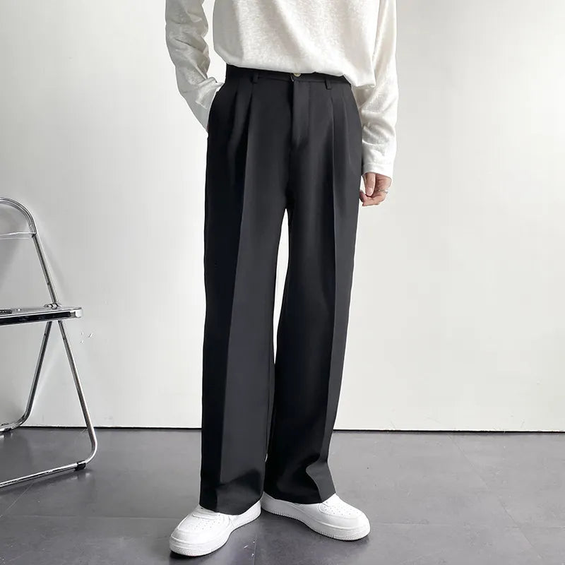 Nathan Men’s Trousers – High-Waist Pleated Wide-Leg Pants