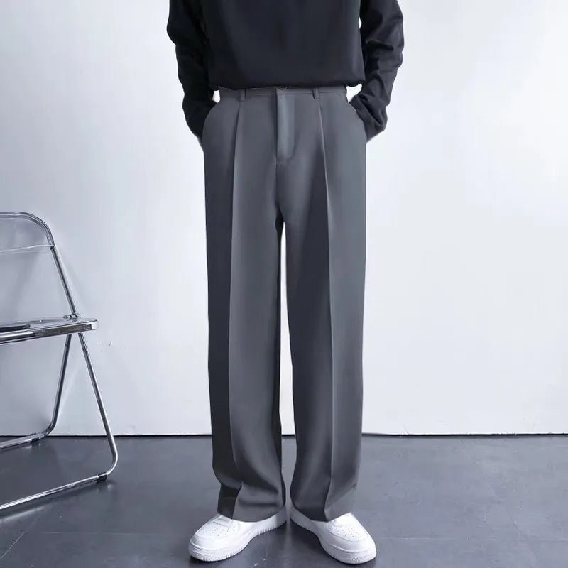 Nathan Men’s Trousers – High-Waist Pleated Wide-Leg Pants