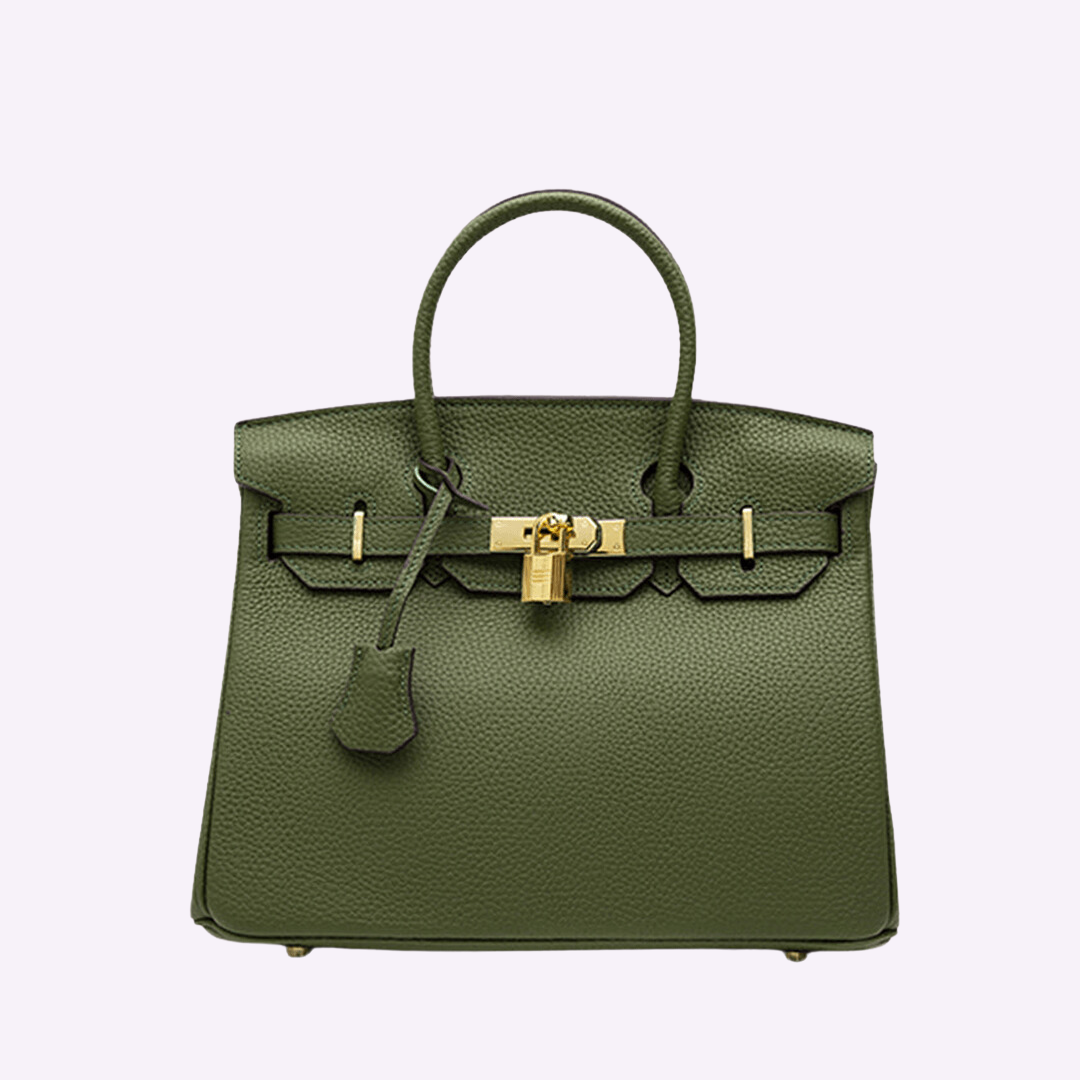 Structured Leather Handbag with Gold Hardware – Women’s Top Handle Bag