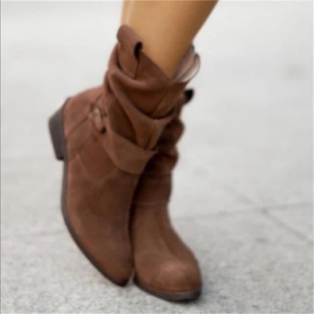Fina Women’s Mid-Calf Boots – Suede Slouch Style