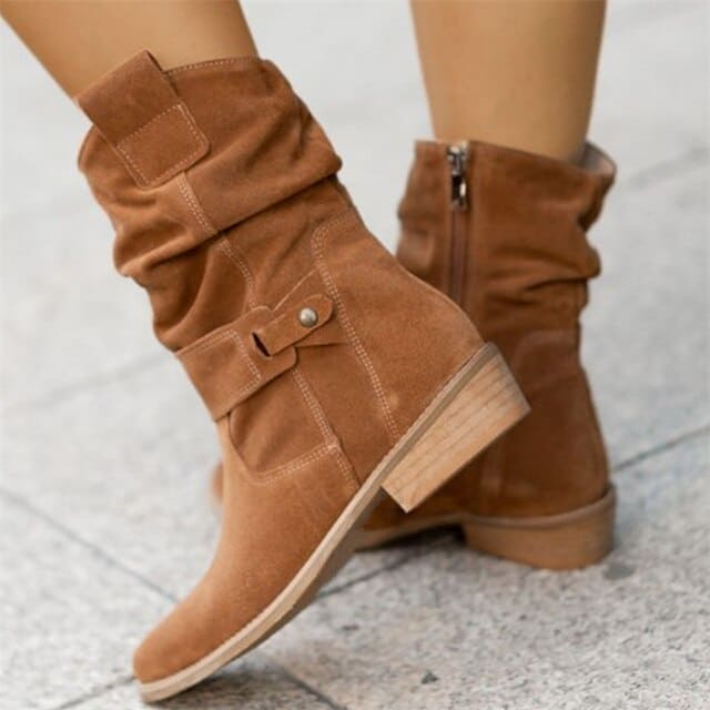 Fina Women’s Mid-Calf Boots – Suede Slouch Style