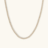Gold Plated Tennis Necklace with Zircon Stones – Round or Oval