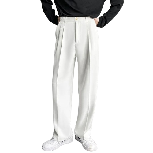 Nathan Men’s Trousers – High-Waist Pleated Wide-Leg Pants