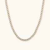Gold Plated Tennis Necklace with Zircon Stones – Round or Oval
