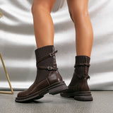 Ella Women’s Ankle Boots – Knit Sock Design with Buckle Straps