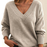 Mila Women’s Sweater – V-Neck Long Sleeve Knit Pullover